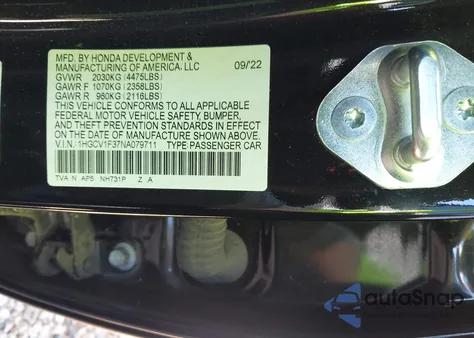 2022 Honda Accord Sport from USA, damaged, VIN 1HGCV1F37NA079711